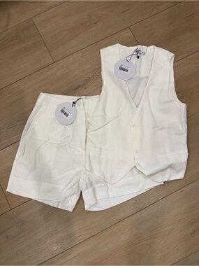 Princess Polly White Linen Vest & Shorts Set